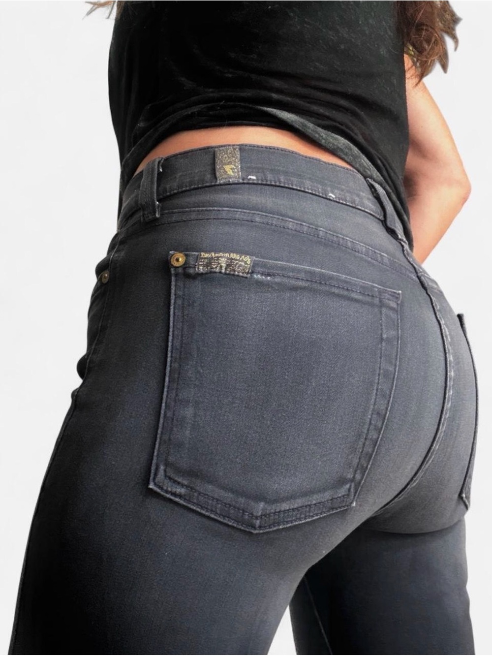 7 For All Mankind Womens Jeans Size 27 Modern Straight Charcoal Gray Stretch NWT
